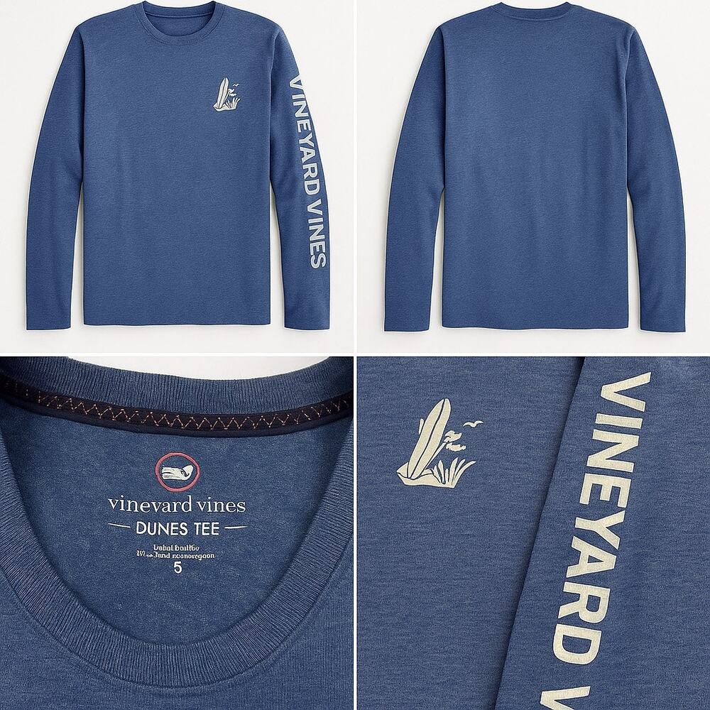 Vineyard Vines Long Sleeve Graphic Tee – Blue – Size Small